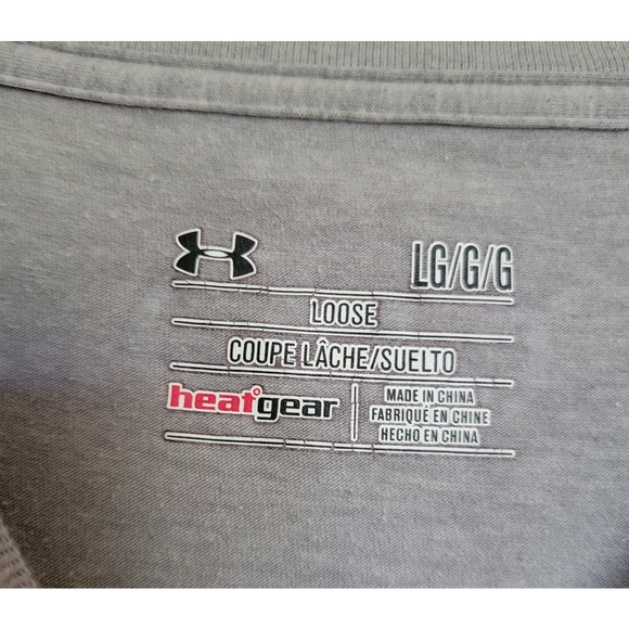 Mens Under armour gray graphic tee Size large with orange and black letters - Picture 3 of 5